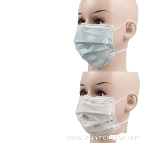 Cartoon face mask kids student 3ply disposable masks